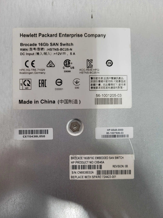 Lot of 2x HP brocade 16GB/16C Embedded SAn Switch C8S45A 724423-001 w/ SFPs _