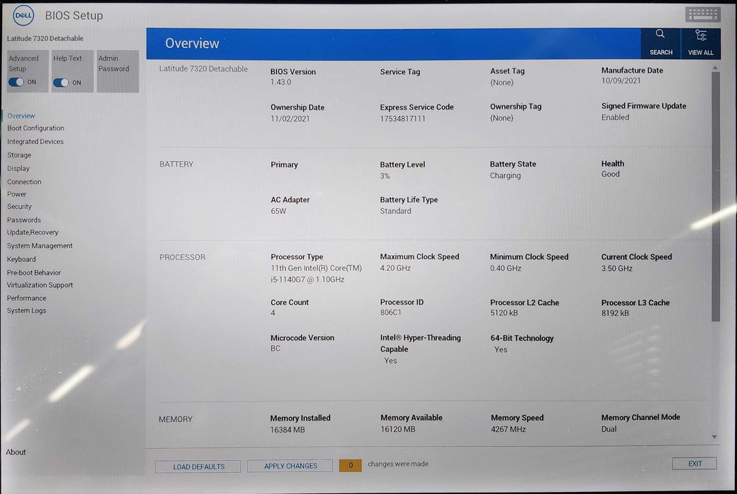 Dell Latitude 7320 Detachable i5-1140G7, 16GB RAM, 256GB NVMe, No PWR  Lap200