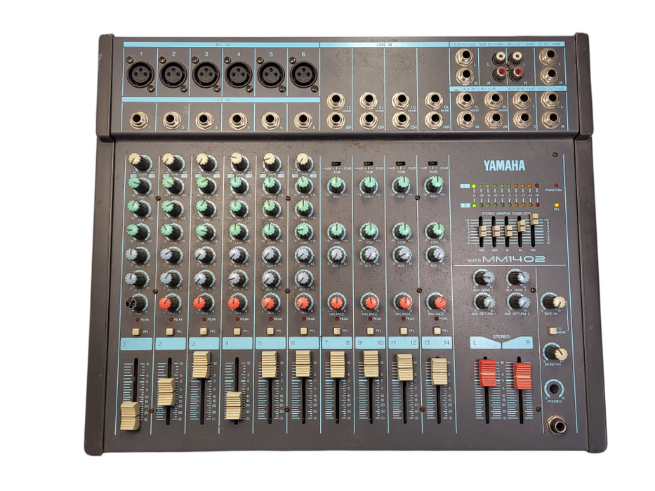 Yamaha MM1402 14-Channel Mixer Console 6 Mono and 4 Stereo inputs Power Q$