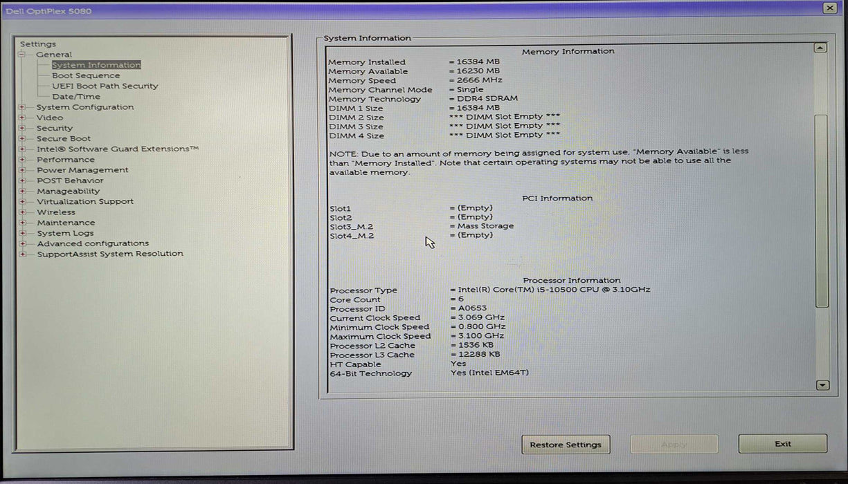 Dell OptiPlex 5080 SFF | Intel Core i5-10500 @3.1GHz, 16GB DDR4, 256GB NVMe )