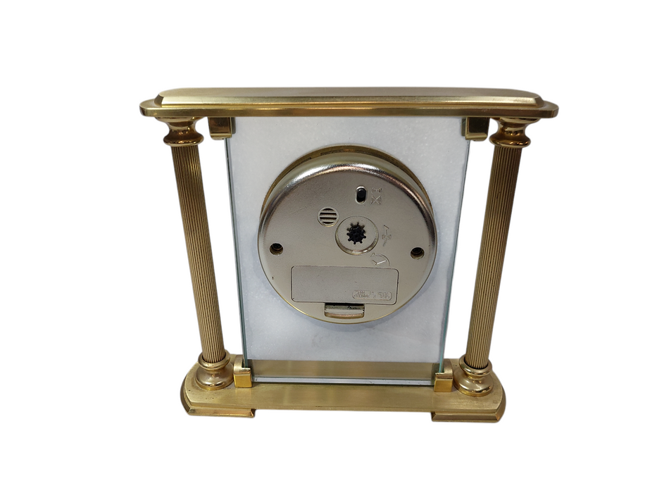 Brass & Glass Mantel /Desk/ Shelf Clock  =