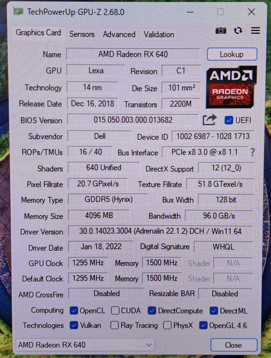 Dell AMD Radeon RX 640 4GB GDDR5 Graphics Card Low Profile | 06044M )
