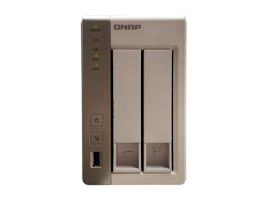 QNAP TS-231, 2 Bay NAS with 2x 1TB HDDs, No Power adapter