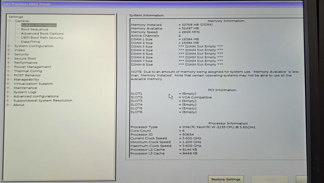 Dell Precision 5820 | Xeon W-2133, 32GB DDR4, Quadro P400, 950W, No HDD )