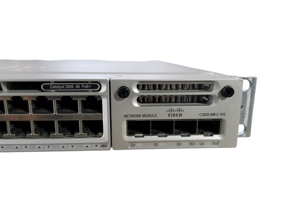 Cisco WS-C3850-48P 48 Port Gigabit PoE+ Switch w/ C3850-NM-2-10G 2x715W PSU