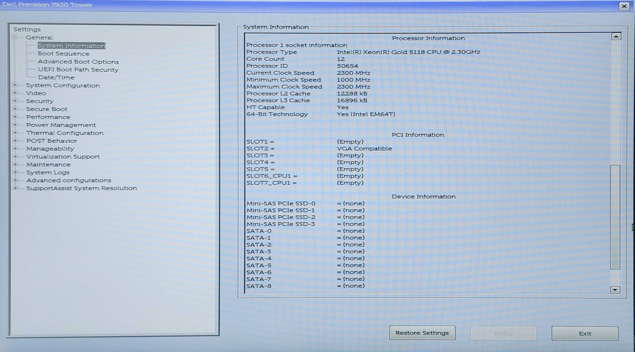 Dell Precision 7920, Xeon Gold 5118 2.30GHz, 64GB DDR4, GTX1050, 1400W PSU