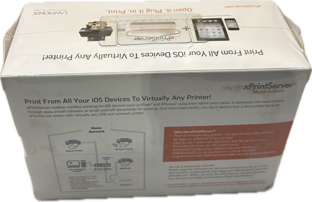Lantronix xPrintServer Home Edition for iOS Printing XPS1002HM-01 - Sealed