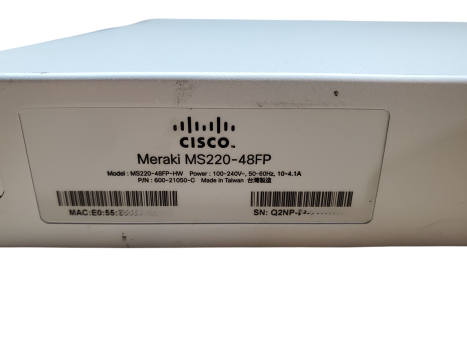 Cisco Meraki MS220-48FP-HW 48-Port Gigabit PoE Switch | UNCLAIMED