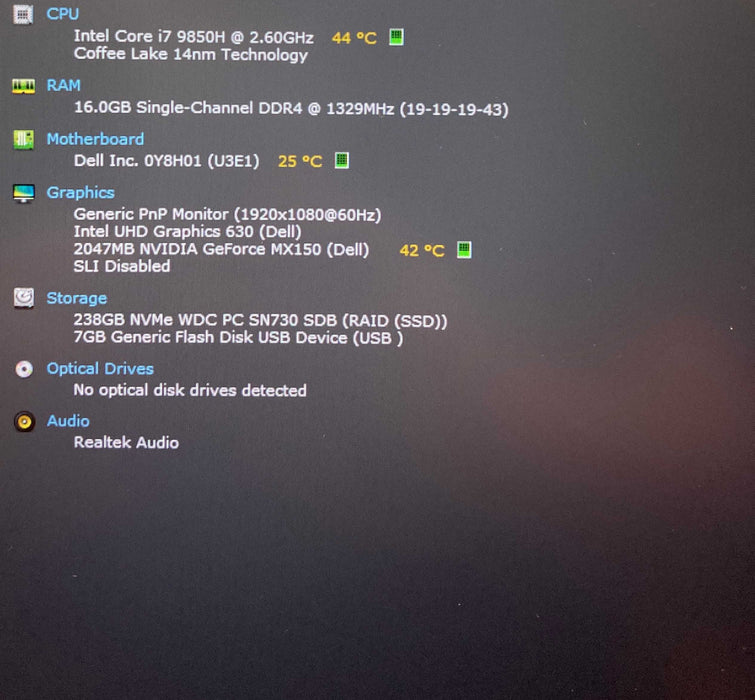 Dell Latitude 5501 i7-9850H NVIDIA GeForce MX150 2GB GPU 16GB RAM 256GB SSD  Lap200