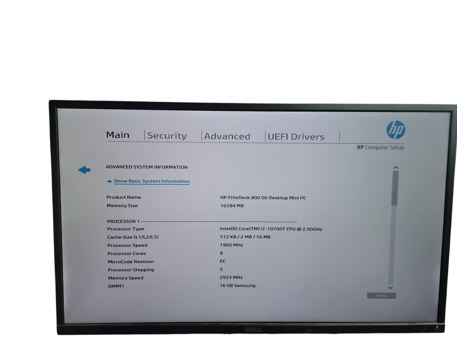 HP EliteDesk 800 G6 Mini i7 - 10700T @ 2.00GHz 16GB DDR4 Ram Qθ