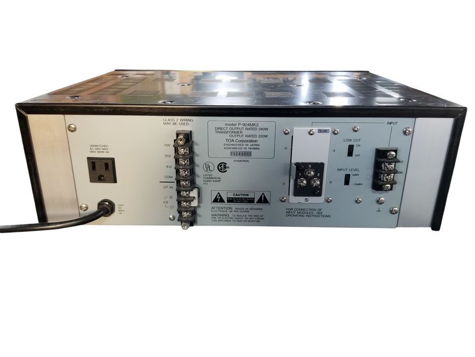 TOA 900 Series II P-924MK2 240W Amplifier - Powers On - Untested Further