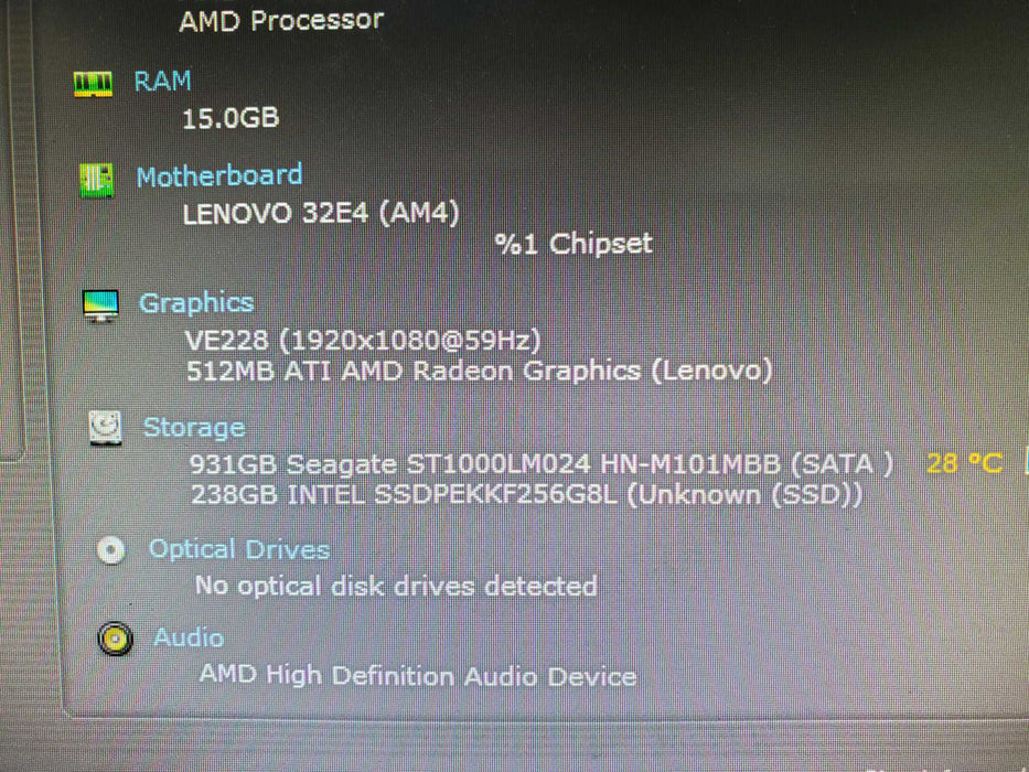 Lenovo ThinkCentre M75q Gen2 AMD  5650GE CPU 16GB RAM 256GB NVMe 1TB HDD