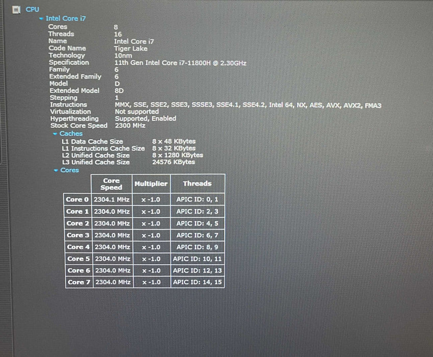 Dell Precision 7560 i7-11800H@2.3 RTX A2000 4GB GPU 64GB RAM 512GB SSD READ  Lap200