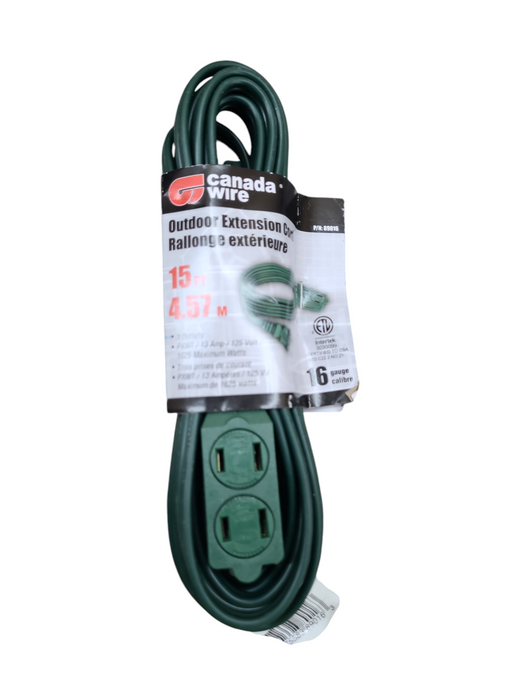Lot 3x 15ft 3 Outlet Canada Wire Outdoor Light Duty General Extension Cord