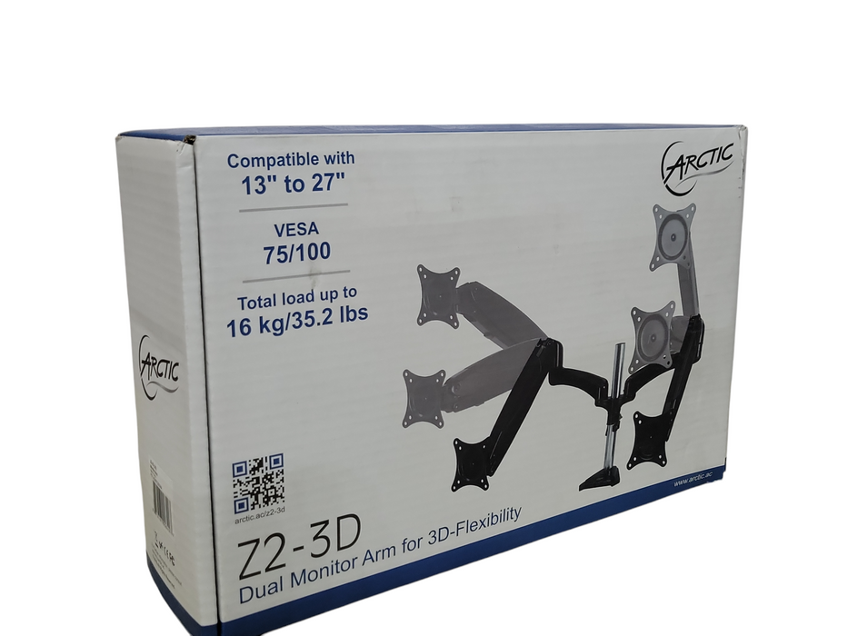 Arctic Z2-3D Dual Monitor Arm AEMNT00038A for 3D-Flexibility 13-27" 16Kg _