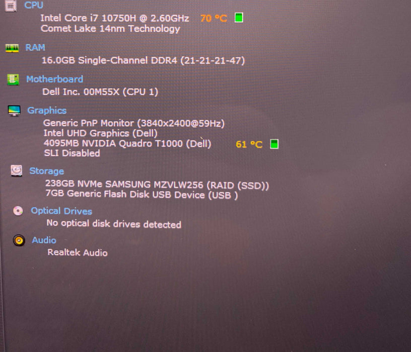 Dell Precision 5550 4K TOUCH i7-10750H QUADRO T1000 4GB GPU 16GB 256SD READ  Lap200