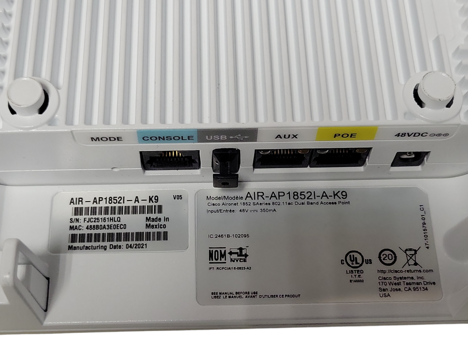 Cisco AIR-AP1852I-A-K9 | Dual Band AC Wireless Access Point | Factory Reset  Q_