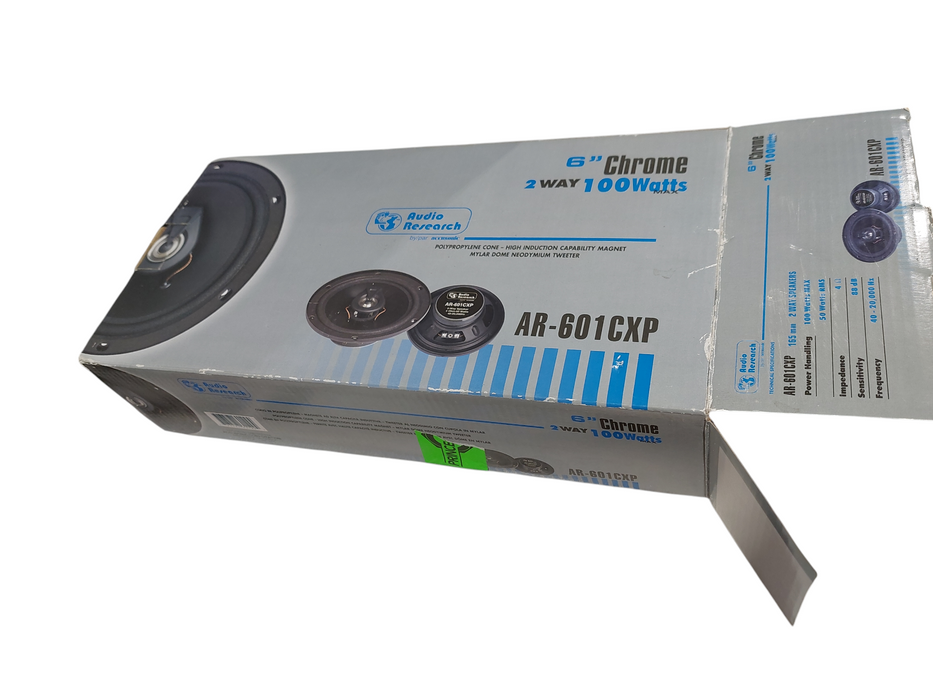 6" Chrome 2-Way 100Watts Max 4OHMS 50Wat Audio Research AR-601CXP Speakers  =