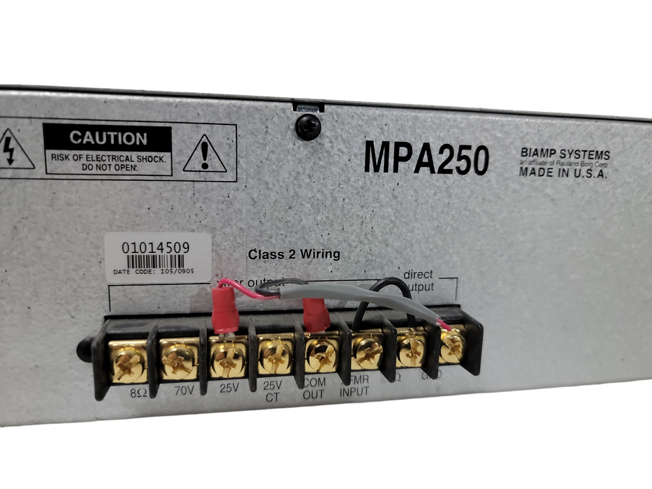BIAMP MPA250 Single Channel 250W Rackmount Amplifier