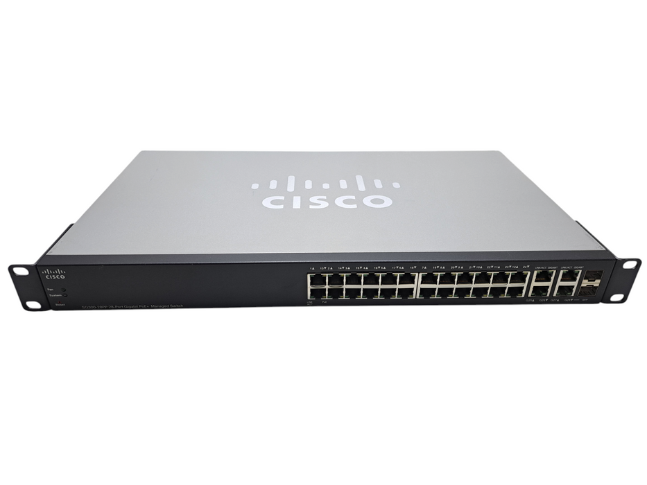 Cisco SG300-28PP-K9 V04 | 28-Port Gigabit PoE+ Managed Switch w/ 2x SFP Q)