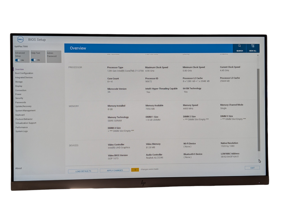 DELL OptiPlex 7000 Intel Core i7-12700 8GB DDR5 256GB NVMe SSD  -