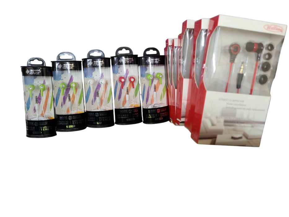 Lot 13x Assorted Wired Earphones with different colours