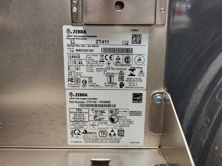 Zebra ZT411 Industrial Thermal Transfer Label Printer ZT41142-T010000Z $