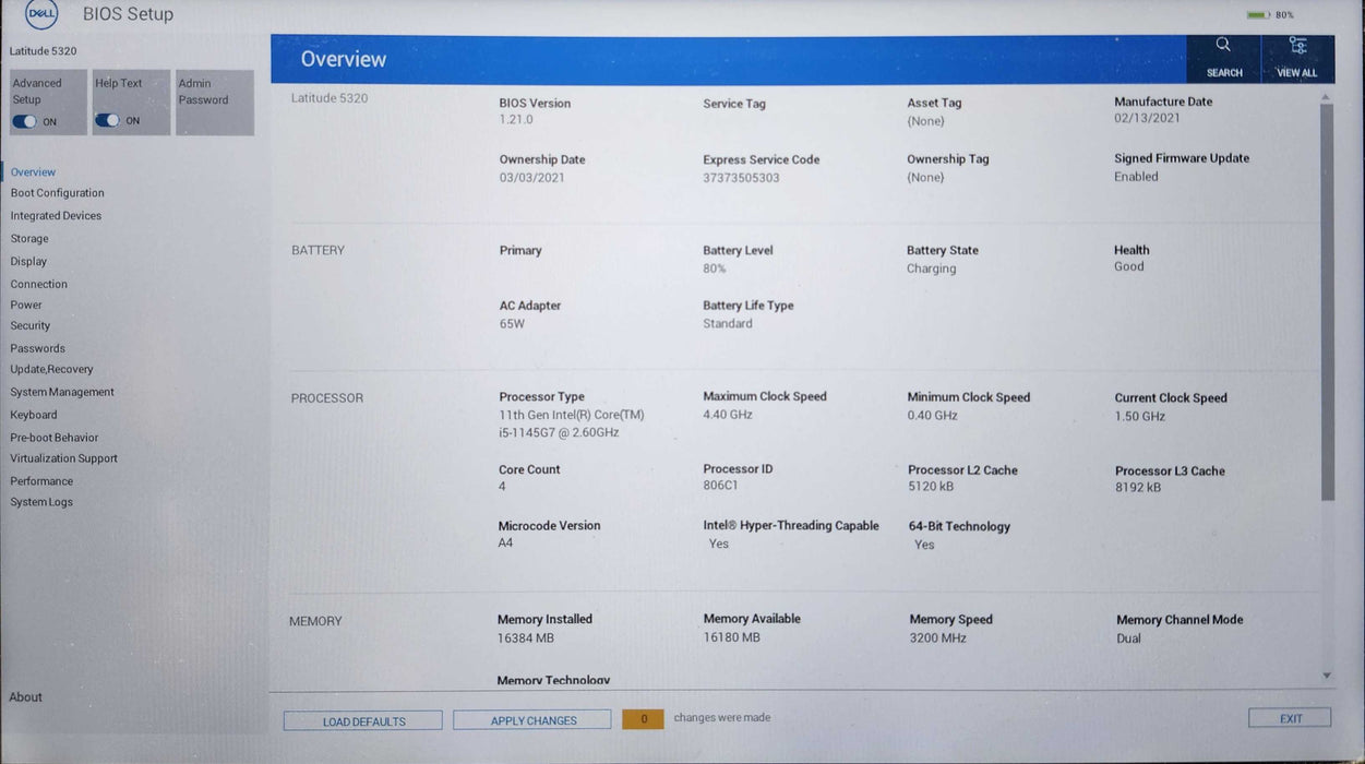 Dell Latitude 5320, i5-1145G7 @ 2.60GHz, 16GB DDR4, 256GB NVMe, FR KB  Lap200