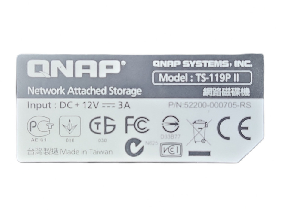 QNAP TS-119P II 1Bay NAS w/ 4TB HDD, No AC