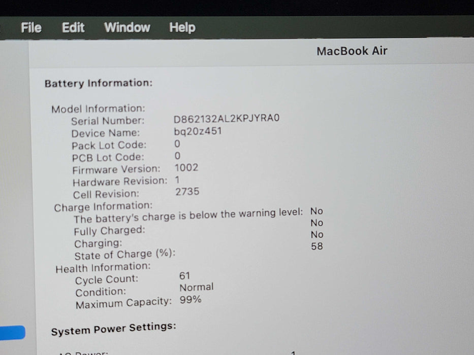 Apple Macbook Air 2020 8-Core M1 @ 3.2GHz 16GB RAM 250GB [A2337]