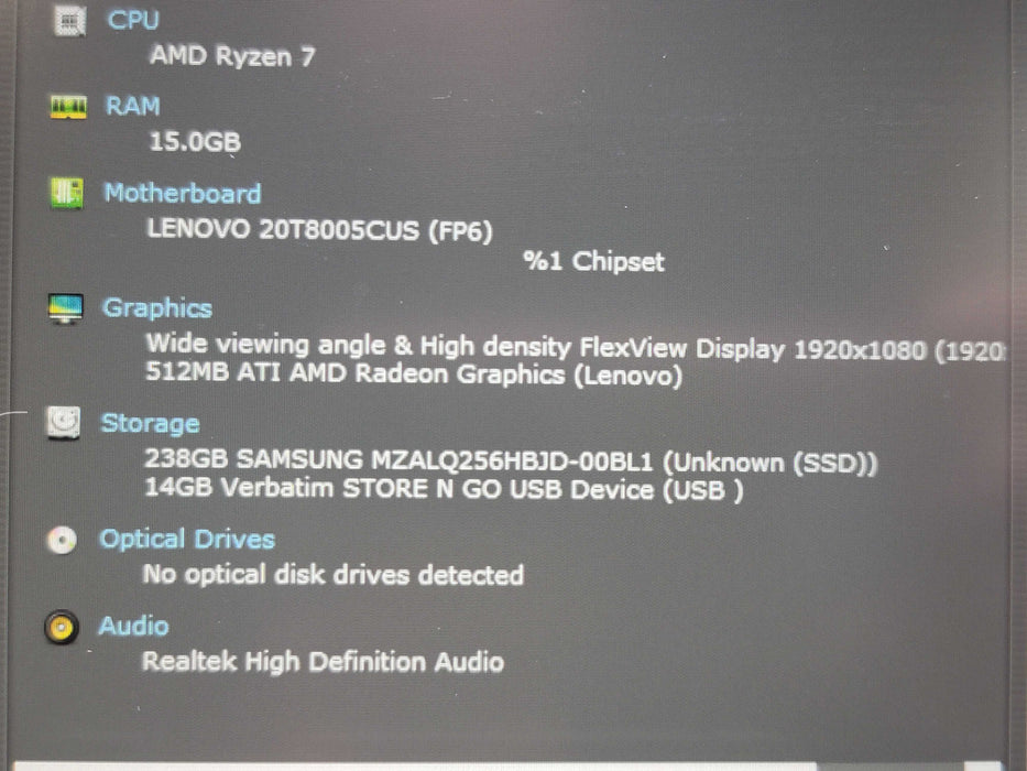 Lenovo ThinkPad E15 Gen 2 Ryzen 7 4700U 16GB DDR4 256GB SSD  β Lap200