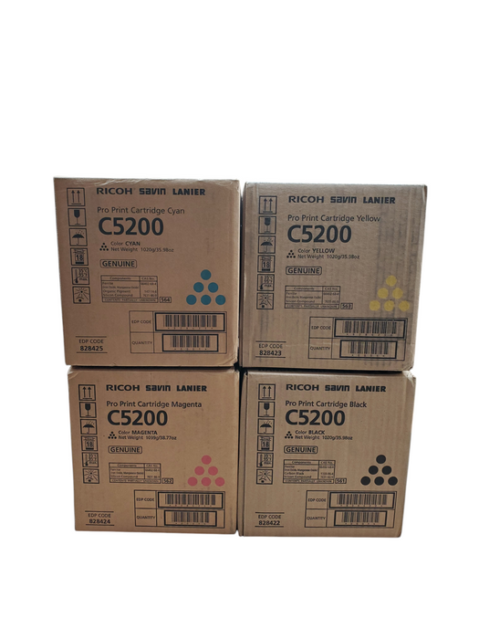 Genuine Ricoh Savin Lanier Toner SET MPC5200 828422 828423 828424 828425 - New Q