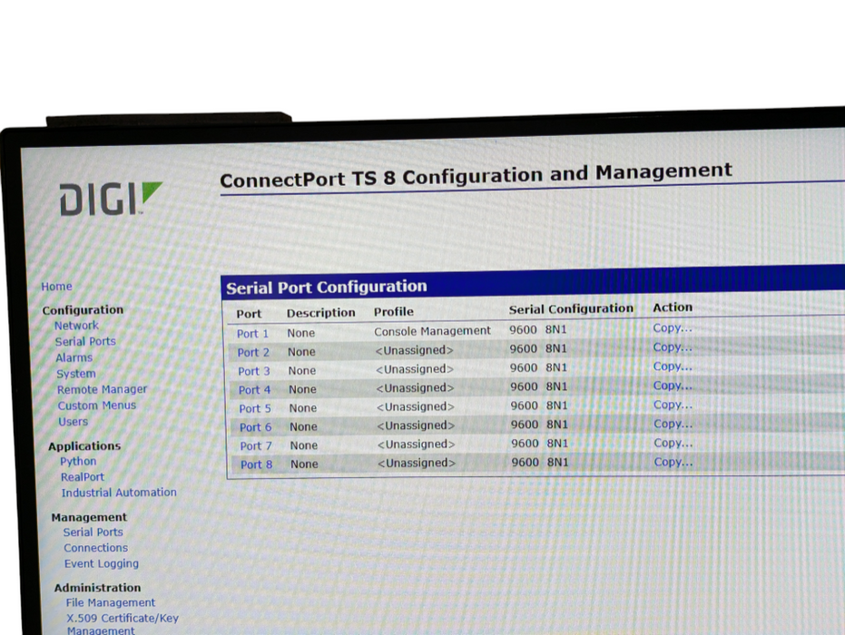 DIGI ConnectPort TS8 50001346-05 C1 8-Port Terminal Server -