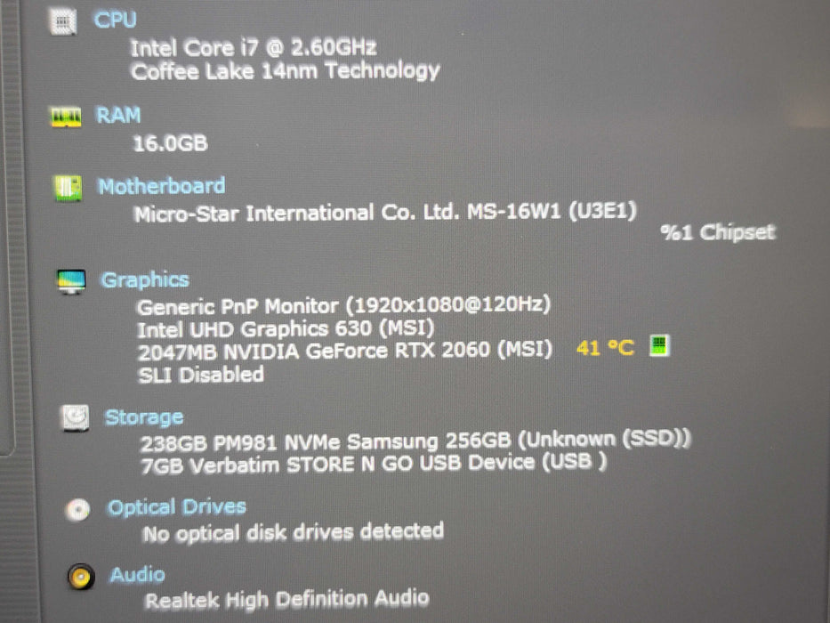 MSI GF65 Thin i7-9750H 16GB DDR4 RTX 2060 256GB SSD β READ   Lap200
