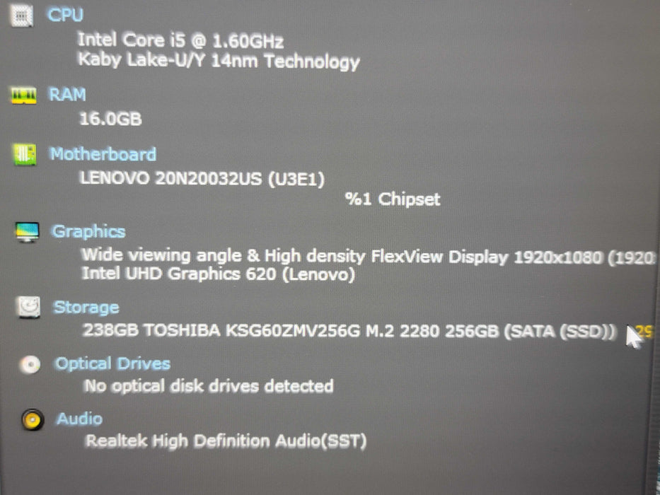 Lenovo ThinkPad T490 i5-8265U 16GB DDR4 256GB SSD β BudLap
