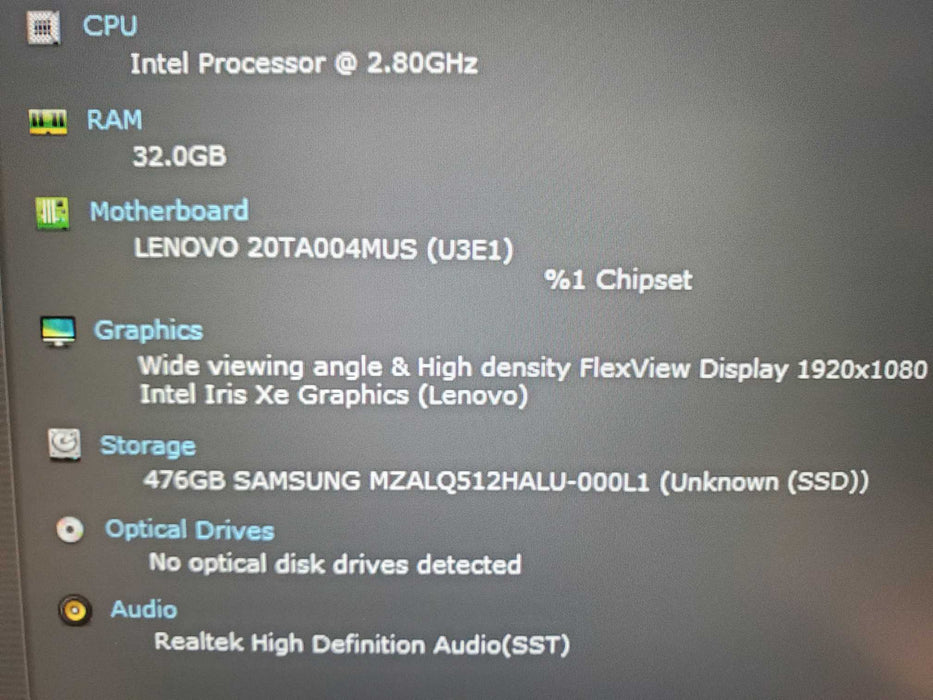 Lenovo ThinkPad E14 Gen 2 TOUCH Core i7-1165G7@2.80GHz 32GB RAM 512GB NVME  Lap200