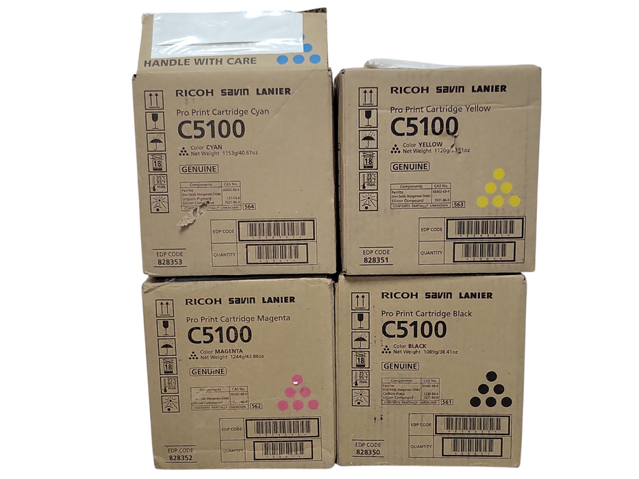 Genuine Set of 4 Ricoh C5100 CMYB Toner Cartridges Ricoh/Savin/Lanier PRO C _