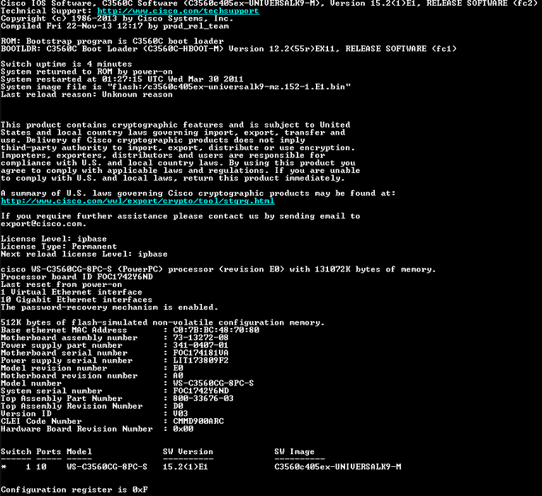 Cisco WS-C3560CG-8PC-S V03, 8-Port Gigabit PoE Silent Fanless Switch !