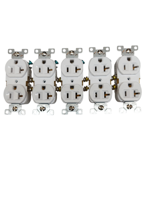 LOT 5x Eaton CR20W 20A 125V Duplex Receptacle – White, Commercial Grade