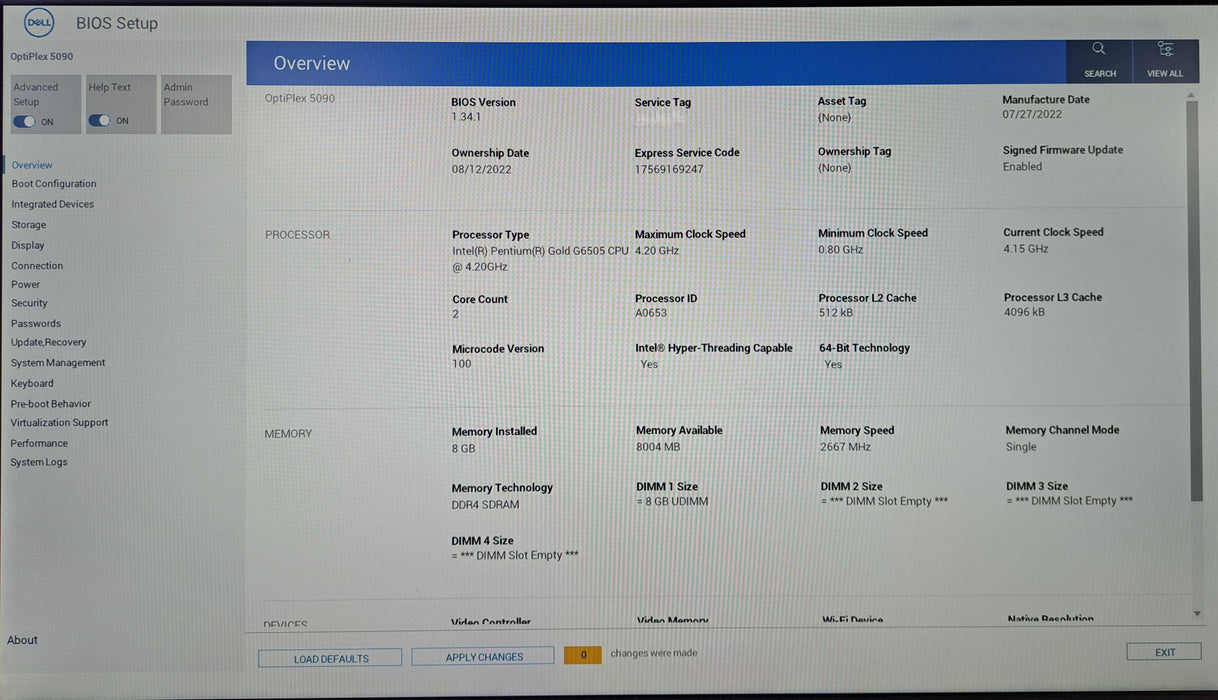 Dell OptiPlex 5090 SFF | Pentium Gold G6505 @4.20GHz, 8GB DDR4, 256GB NVMe )
