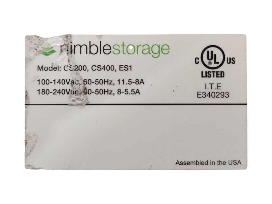 Nimble Storage CS200,400,ES1 3U Array, 2x SAS Controllers CS200 16x3.5"Bays