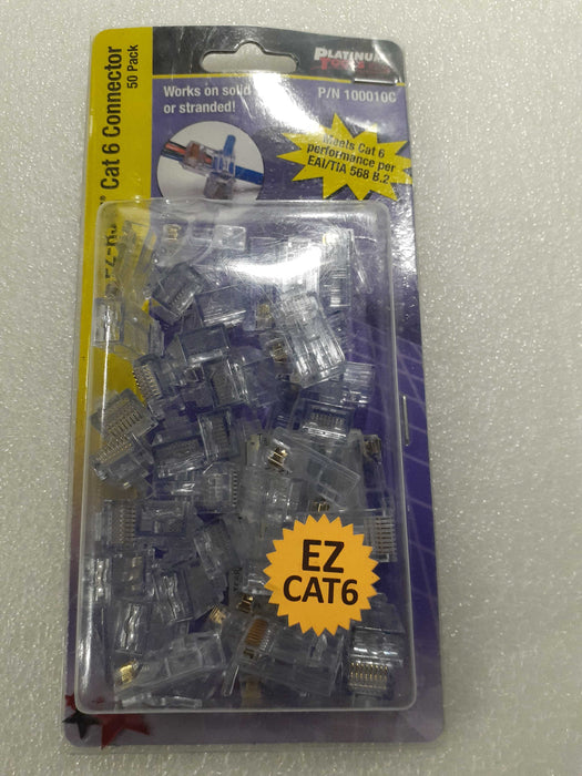 Platinum Tools 100010C EZ-RJ45 Cat6 Modular Plug Connector with 50 Clam She