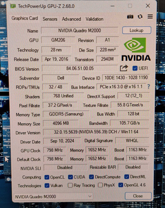 NVIDIA Quadro M2000 4GB GDDR5 Graphics Card | 4x Display Port
