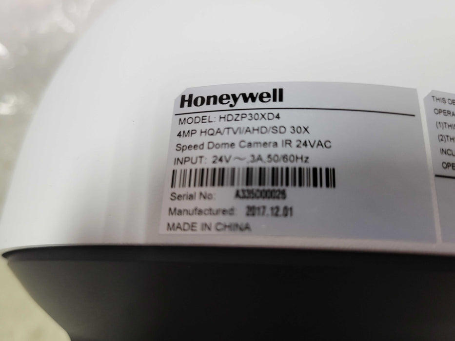 Honeywell HDZP30XD4 Performance Series HQA 30x Zoom IR PTZ Dome Camera _