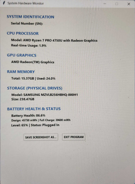 Lenovo ThinkPad L15 Gen 1, Ryzen 7 PRO 4750U, 16GB DDR4, 256GB NVMe, 65W AD  Lap200