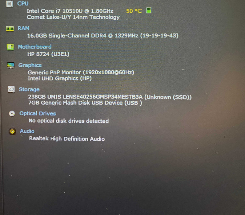 HP ZBook Firefly 15 G7 i7-10510U@1.80GHz 16GB RAM 256GB SSD Q Lap200