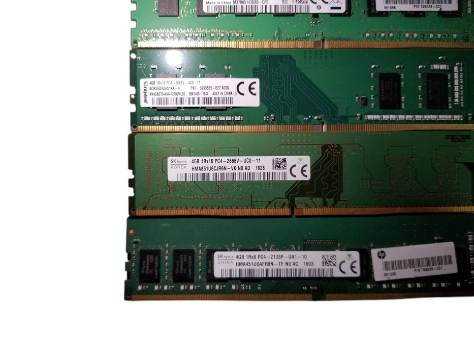 Lot of 9x 4GB DDR4 PC4 1Rx8 / 1Rx16 Mixed Brands & Speed Desktop Memory RAM