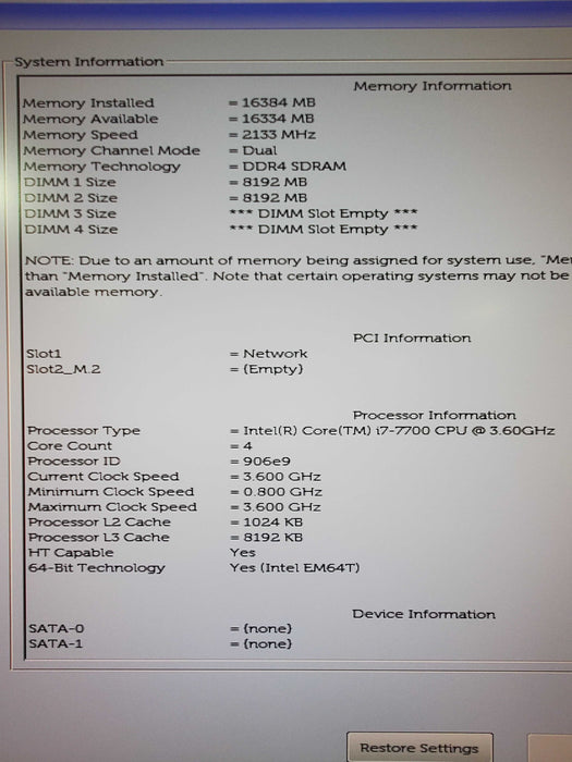 Dell Precision 5720 27" AIO i7-7700 (3.6GHz) 16GB Ram no HDD/SSD