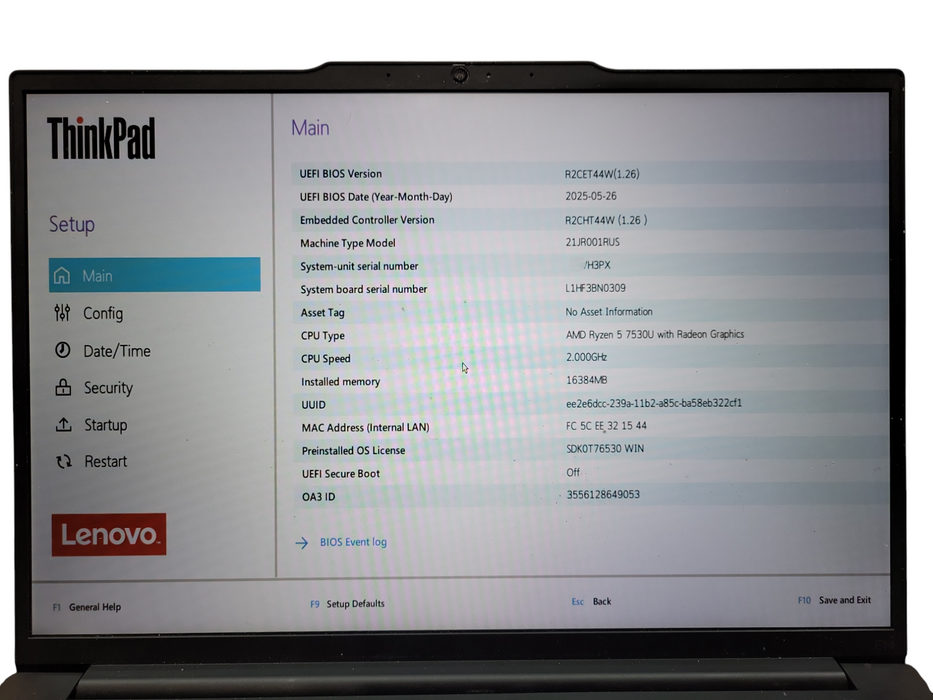 Lenovo ThinkPad E14 Gen 5 Aluminum Ryzen 5 7350U 16GB RAM 256GB SSD ! Lap200