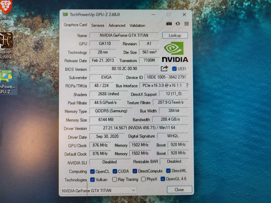 EVGA NVIDIA GeForce GTX TITAN Superclocked 6GB GDDR5 Video Card 06G-P4-2791-KR $